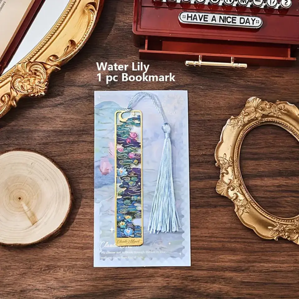 Marcador de Página Lirios de Agua Claude Monet Metal Dorado 8