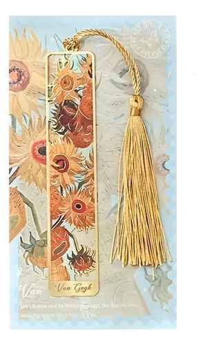 Marcador De Página Girasoles Van Gogh Metal Dorado Sunflower 1
