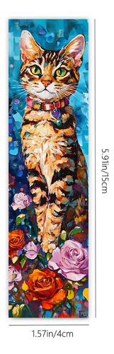 Set 32 Marcador De Página Gatitos Y Flores Doble Impresión 6