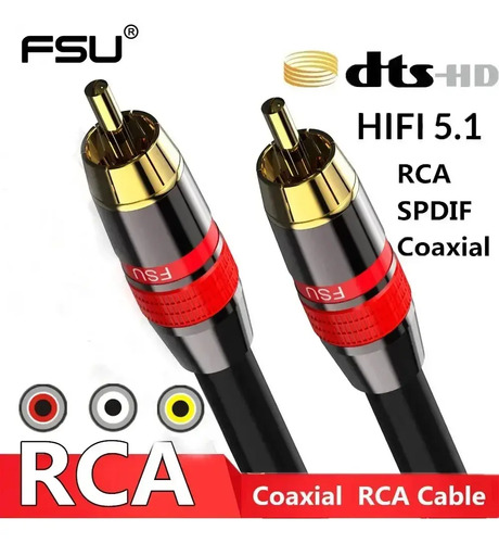 Cable Rca Fsu Coaxial Digital Subwoofer 1m Audio Hifi 100cm 2