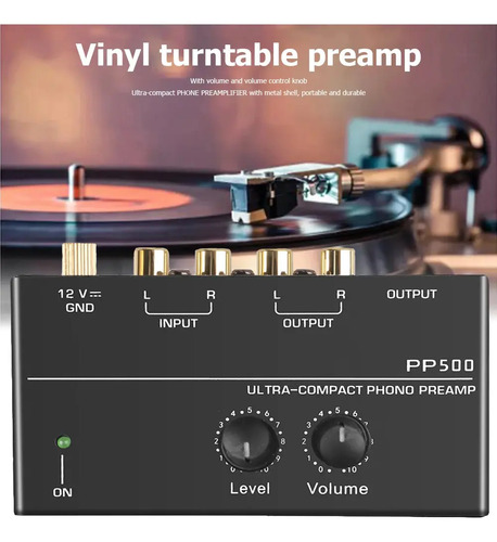 Preamplificador Phono Pp500 Control Volumen Y Nivel Rca 1/4  2