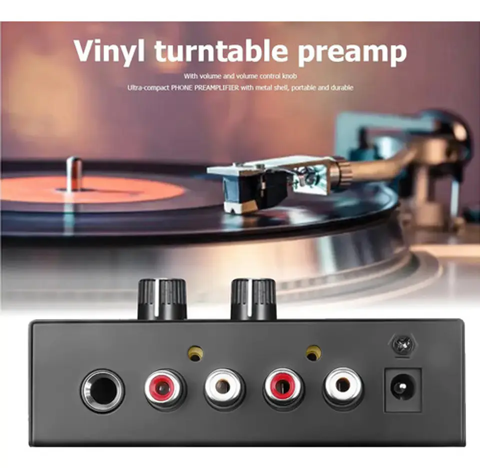 Preamplificador Phono PP500 Control Volumen y Nivel RCA 1/4  3