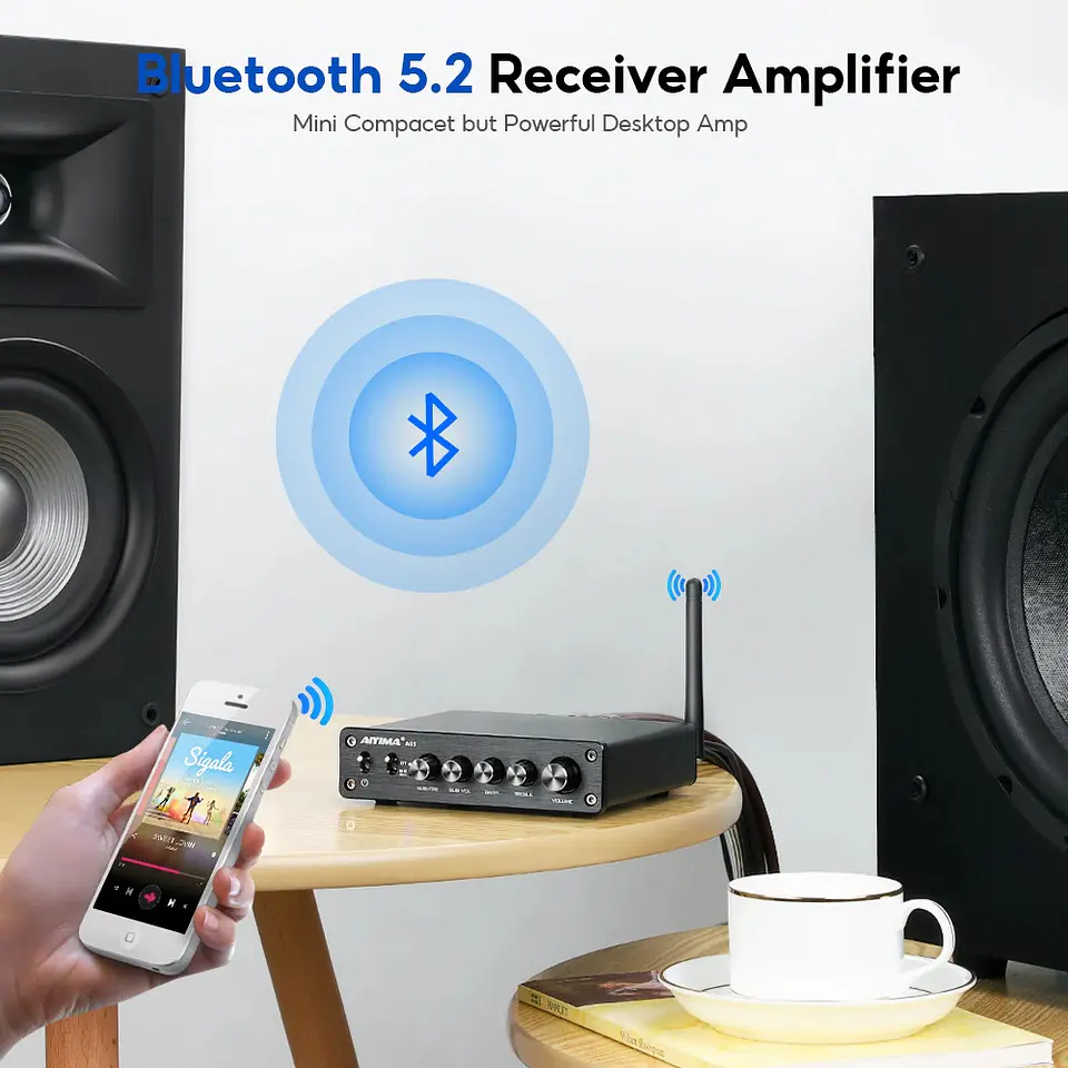 Amplificador de Sonido Aiyima A03 2.1 Bt 50wx2 + 100w Hifi 6