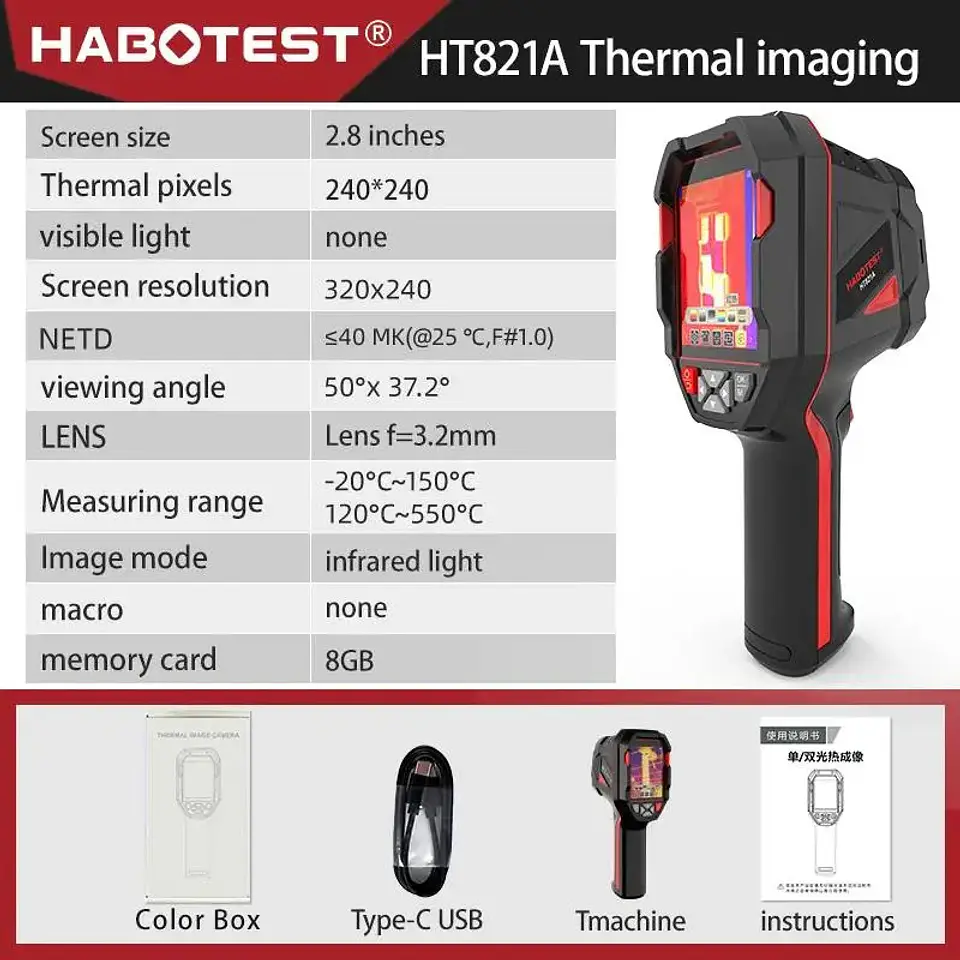Termógrafo Cámara Termográfica Infrarroja HABOTEST HT821A 7