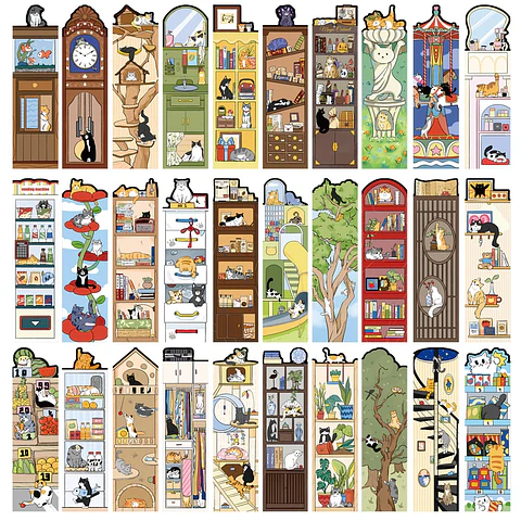Set 30 Piezas Marcador de Página Libro Gatitos Divertidos Tiernos