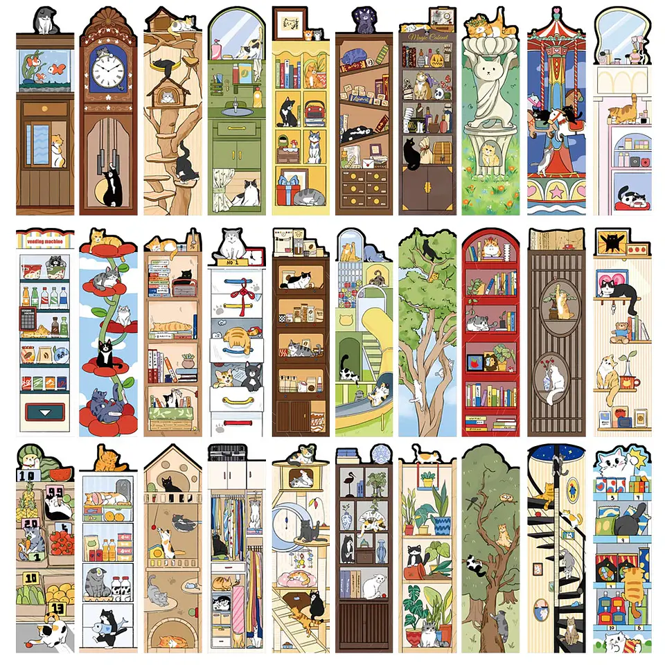 Set 30 Piezas Marcador de Página Libro Gatitos Divertidos Tiernos 1