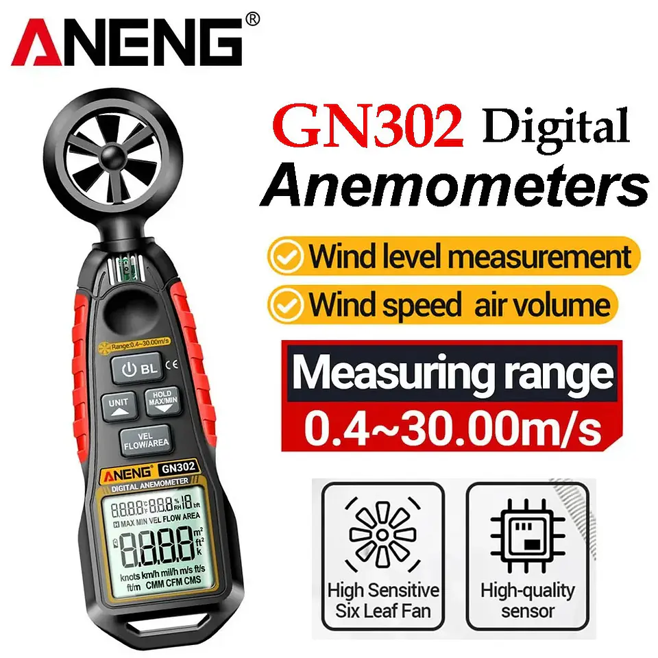 Anemómetro y Termómetro Digital ANENG GN302 Velocidad del Viento 2