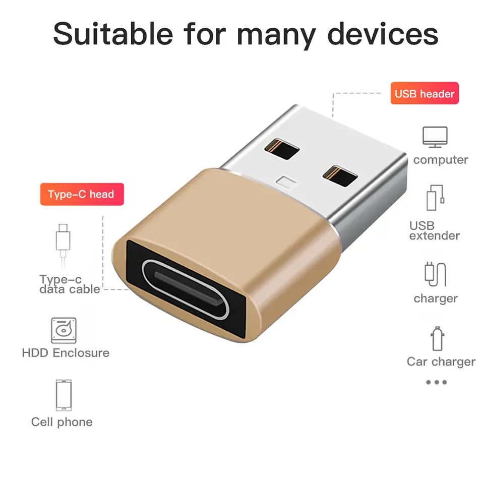 Adaptador USB Tipo C hembra a USB macho OTG Celular Notebook 7