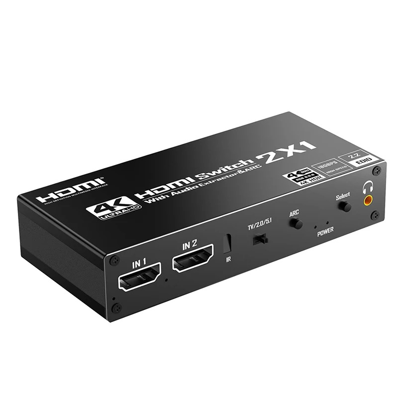 Switch HDMI 2.0 2x1 4K con Extractor de Audio ARC eARC HDR 6