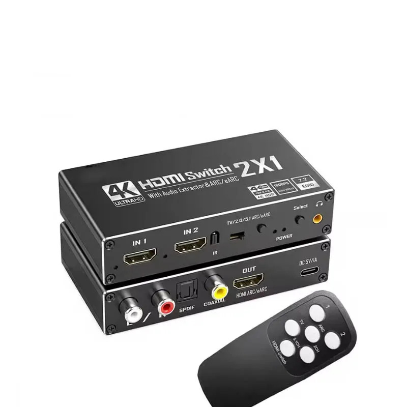Switch HDMI 2.0 2x1 4K con Extractor de Audio ARC eARC HDR 7