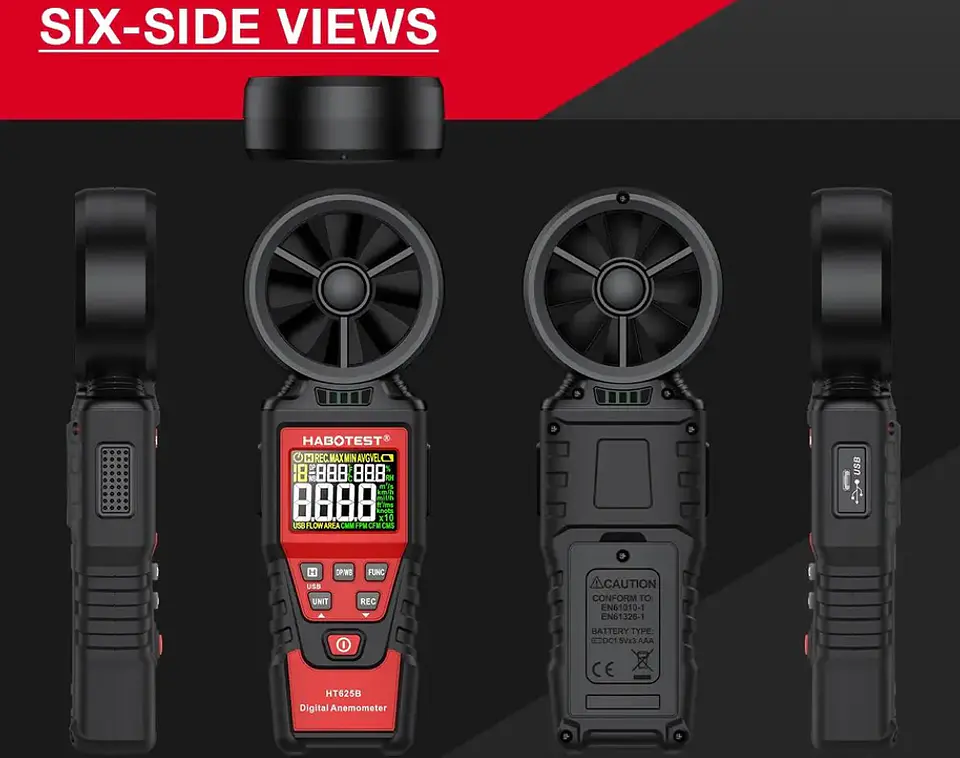 Anemometro HABOTEST HT625B Velocidad del Viento Profesional 2
