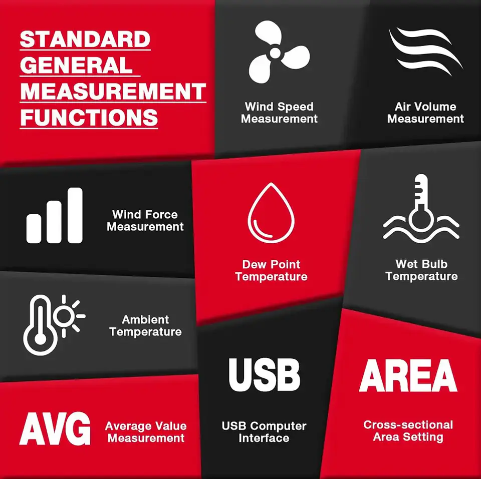 Anemometro HABOTEST HT625B Velocidad del Viento Profesional 15
