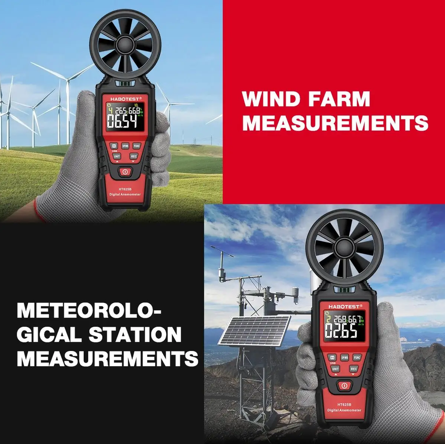 Anemometro HABOTEST HT625B Velocidad del Viento Profesional 10