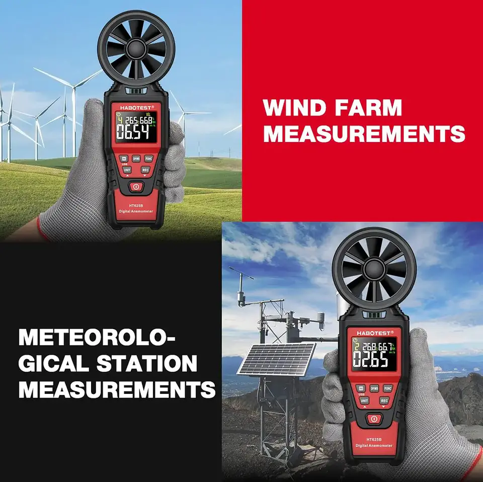 Anemometro HABOTEST HT625B Velocidad del Viento Profesional 10