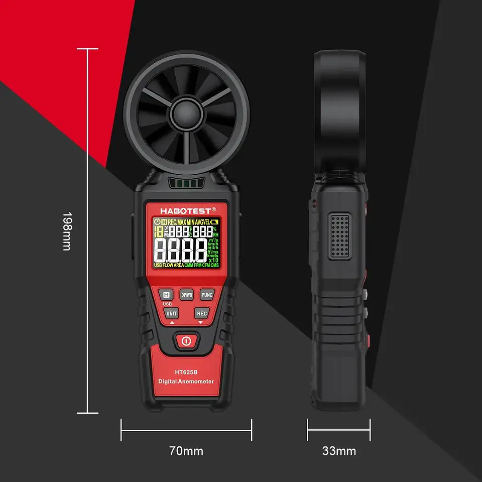 Anemometro HABOTEST HT625B Velocidad del Viento Profesional 13