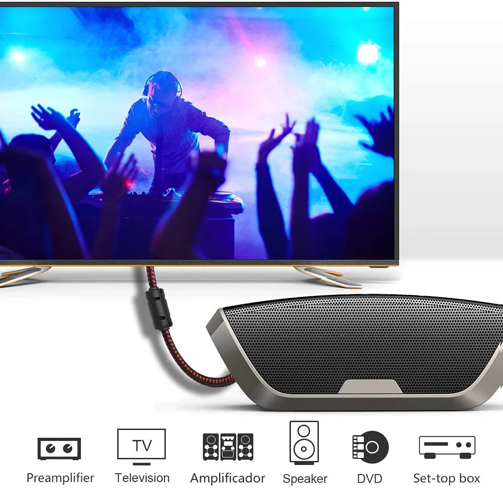 Cable RCA TimEYES 2 Metros Blindado Subwoofer Audio Hifi 2m 4