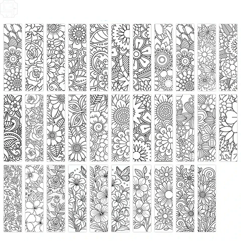 Set 32 marcador de Página flores dibujos para colorear