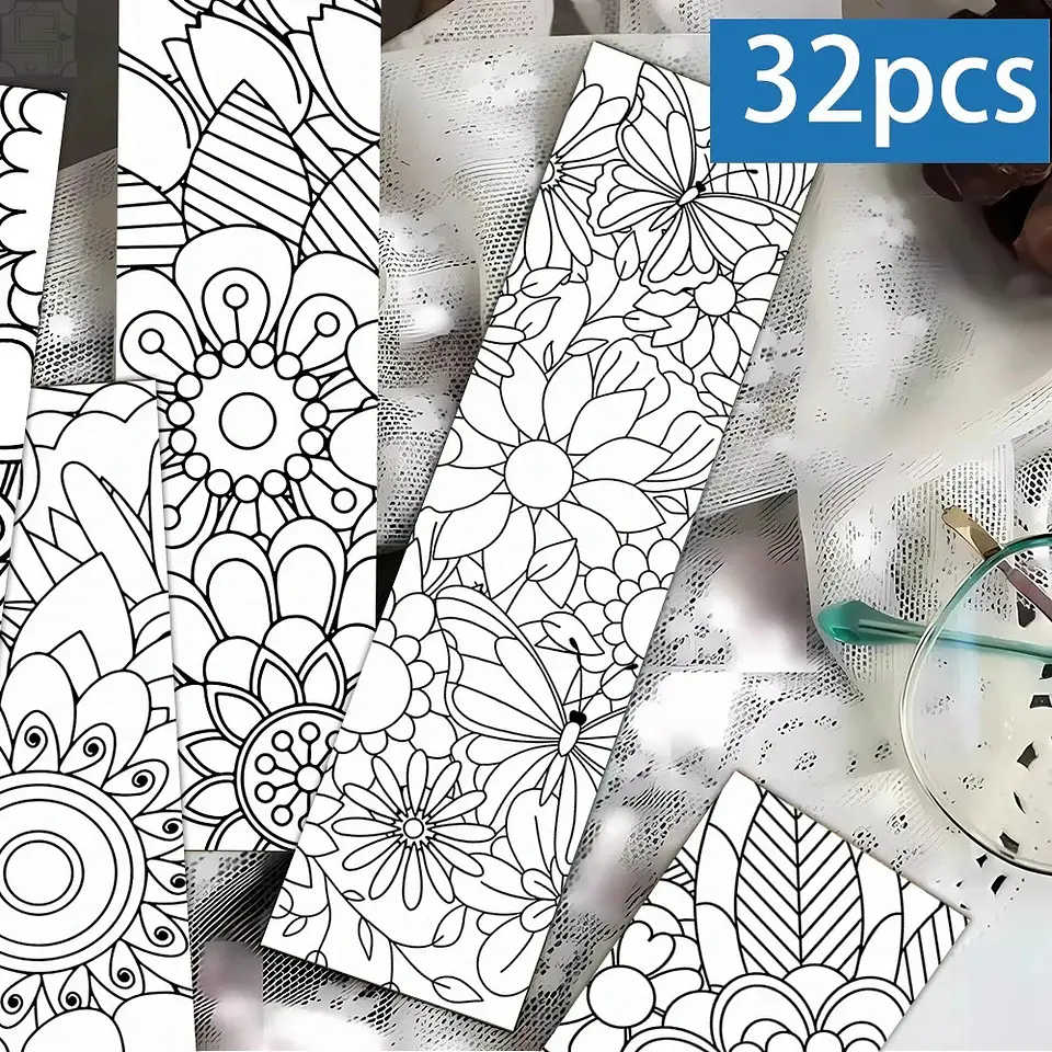 Set 32 marcador de Página flores dibujos para colorear 2