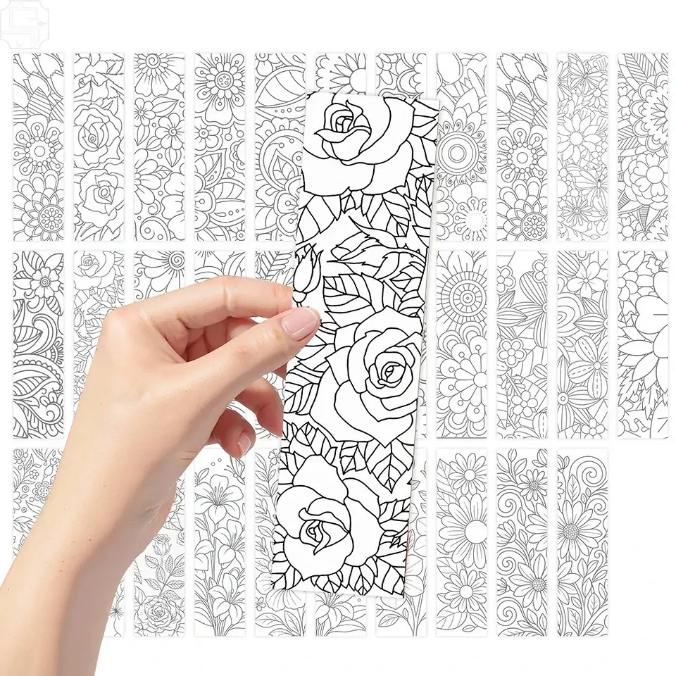Set 32 marcador de Página flores dibujos para colorear 5