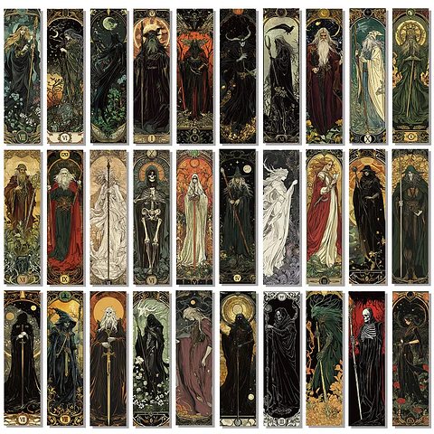 Set 30 Marcador de Página Estilo Gótico Oscuro Magia