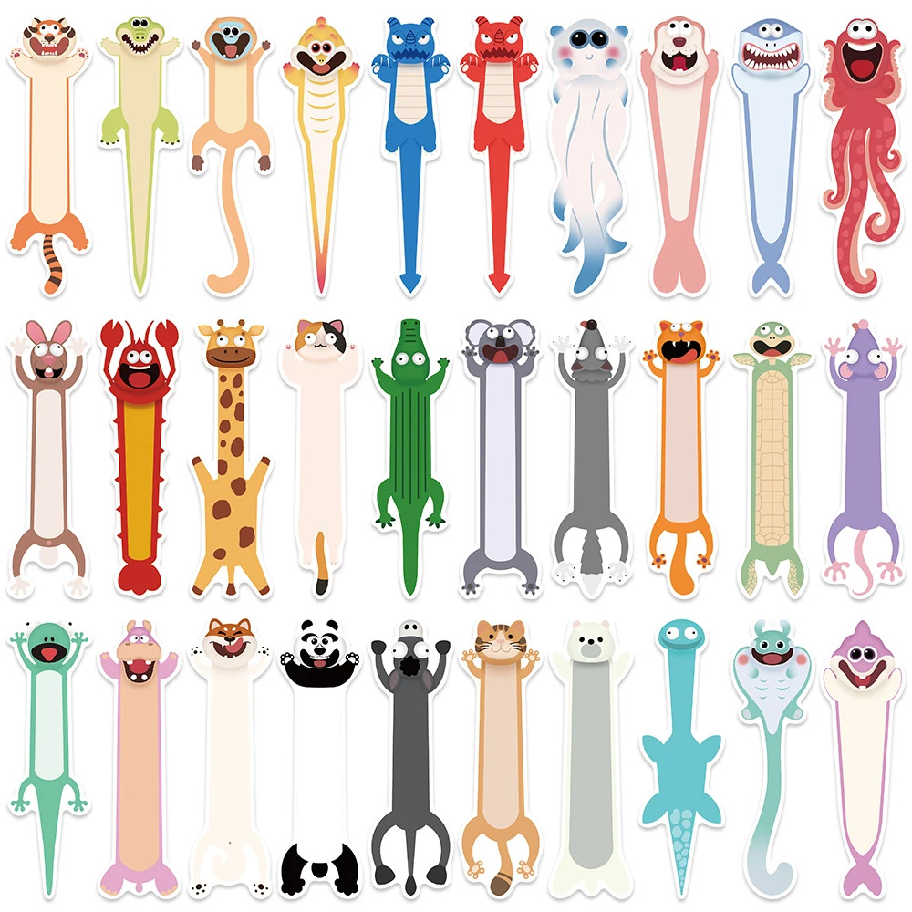 Set 30 Marcador de Página Dibujos Animales Divertidos Niños 1