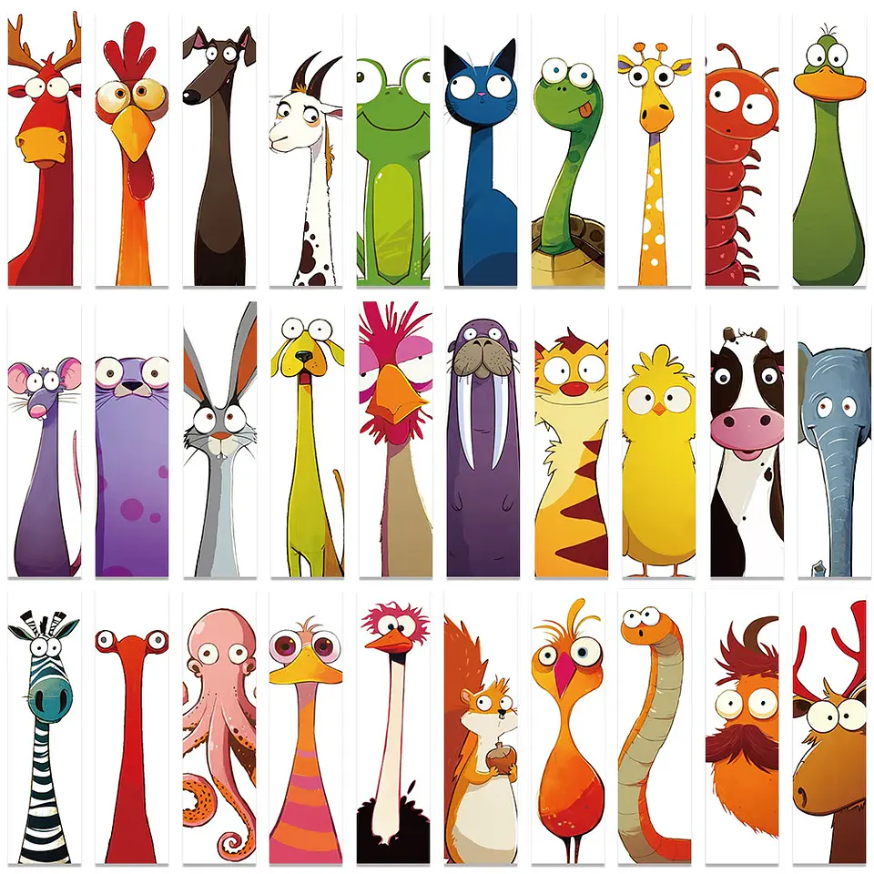 Set 30 Marcador de Página Animales Divertidos Coloridos 1