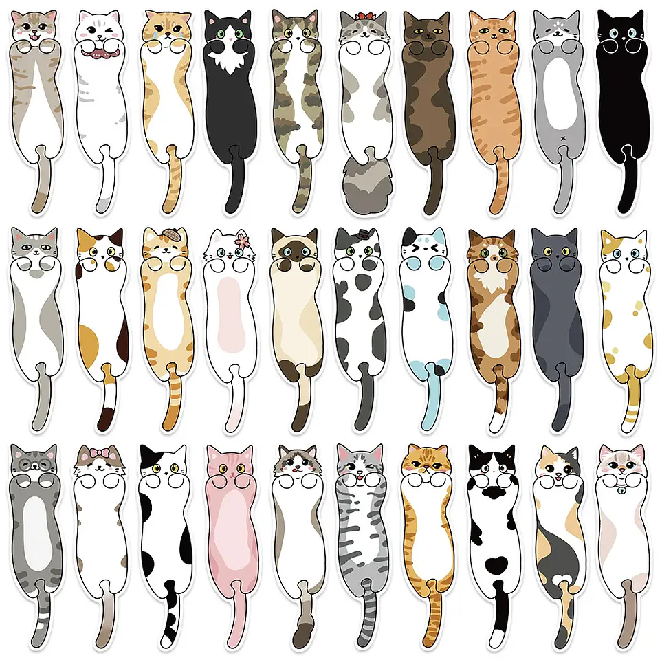Set 30 Marcador de Página Gatitos Dibujos Animados Gatos 1