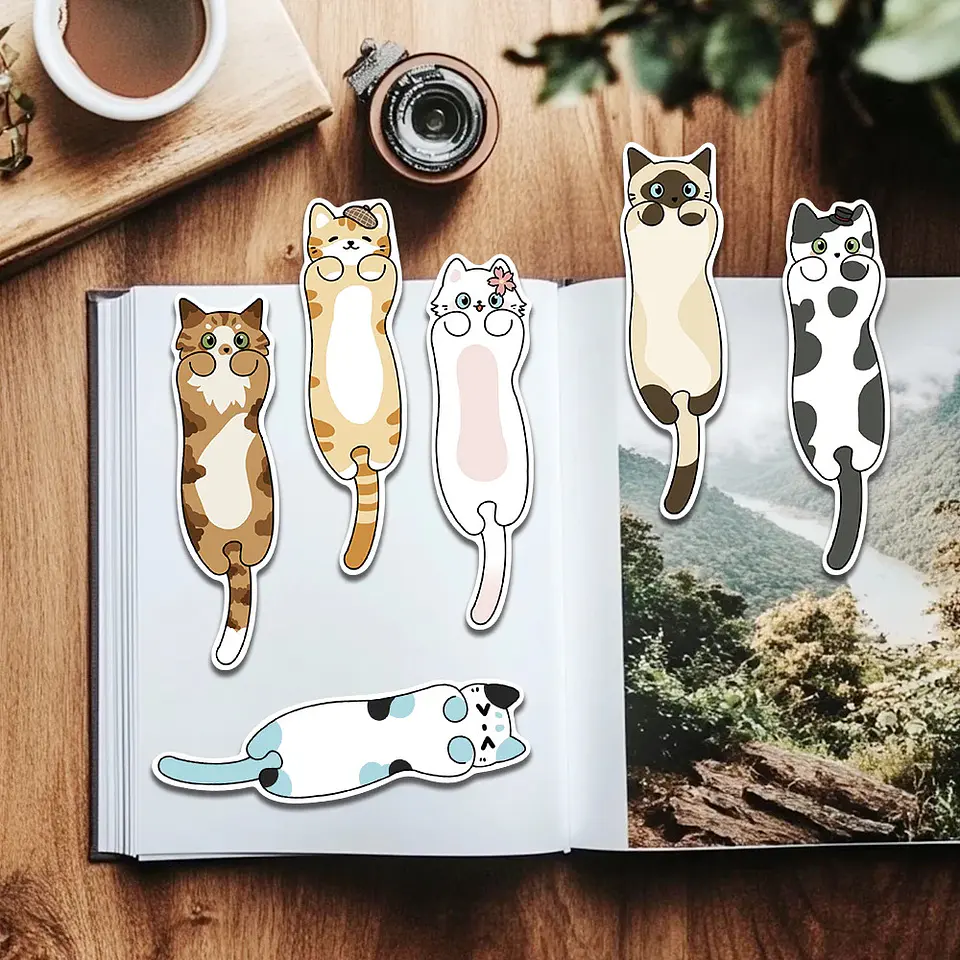 Set 30 Marcador de Página Gatitos Dibujos Animados Gatos 4
