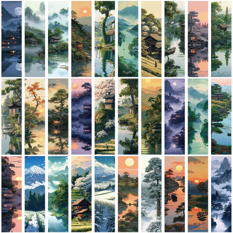 Set 30 Marcador de Página Paisajes Lagos Arboles Montañas 1