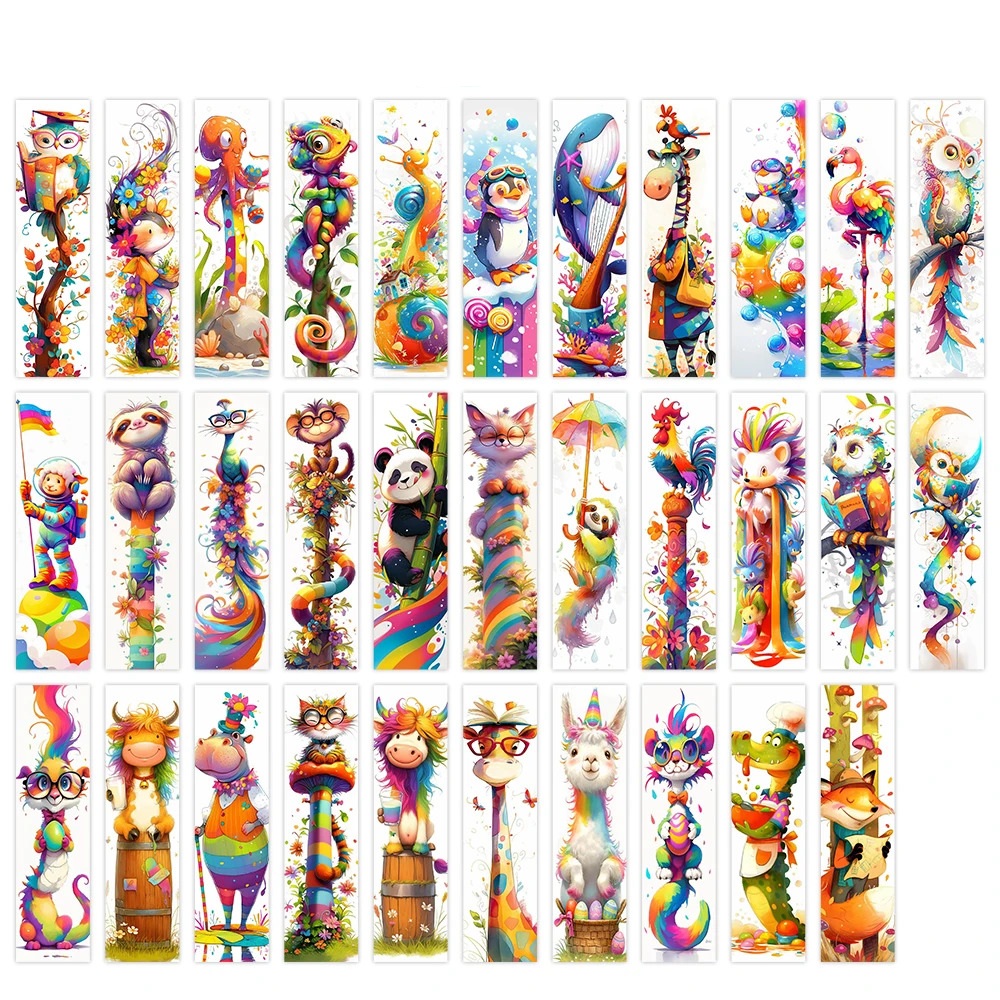 Set 32 Marcador De Página Animales Full Coloridos Acuarela 1