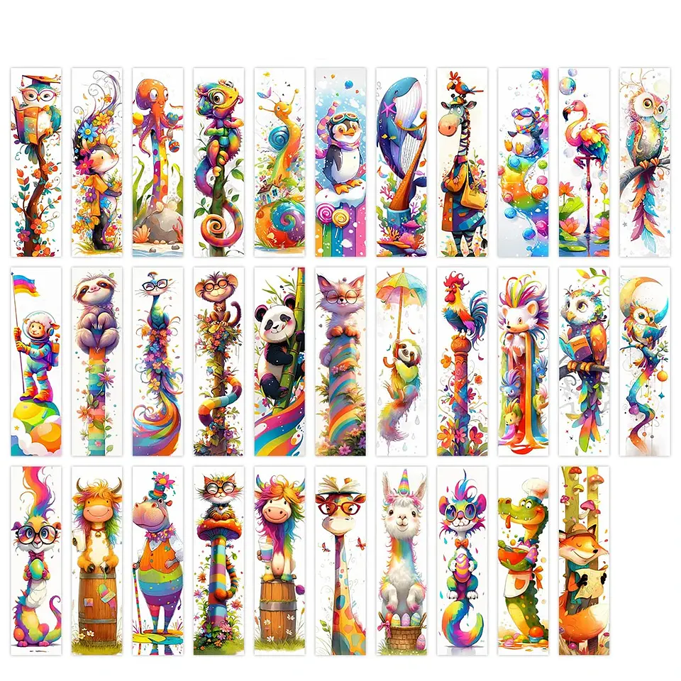 Set 32 Marcador De Página Animales Full Coloridos Acuarela 1