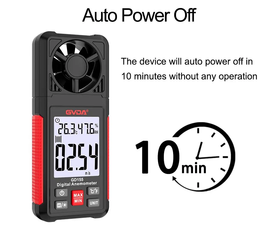 Anemómetro Termómetro Digital GVDA GD155 Velocidad Viento 7