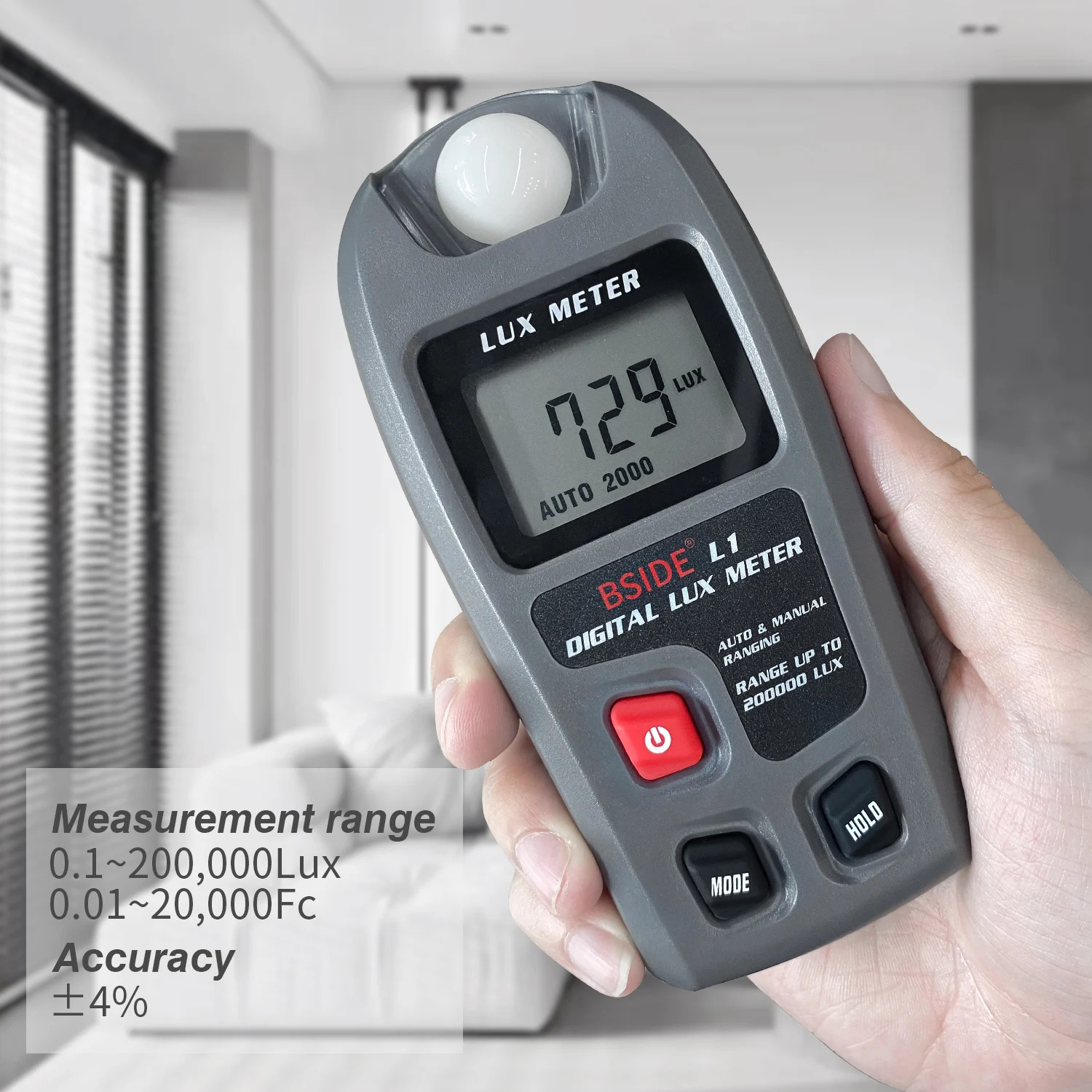 Luxómetro Digital Medidor de Luz BSIDE L1 200000 Lux 3