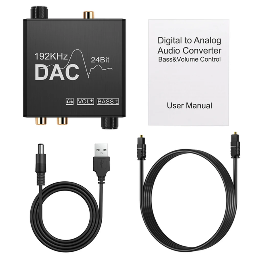 Conversor Audio Digital Óptico A Rca Control Vol Y Bass 192k 9