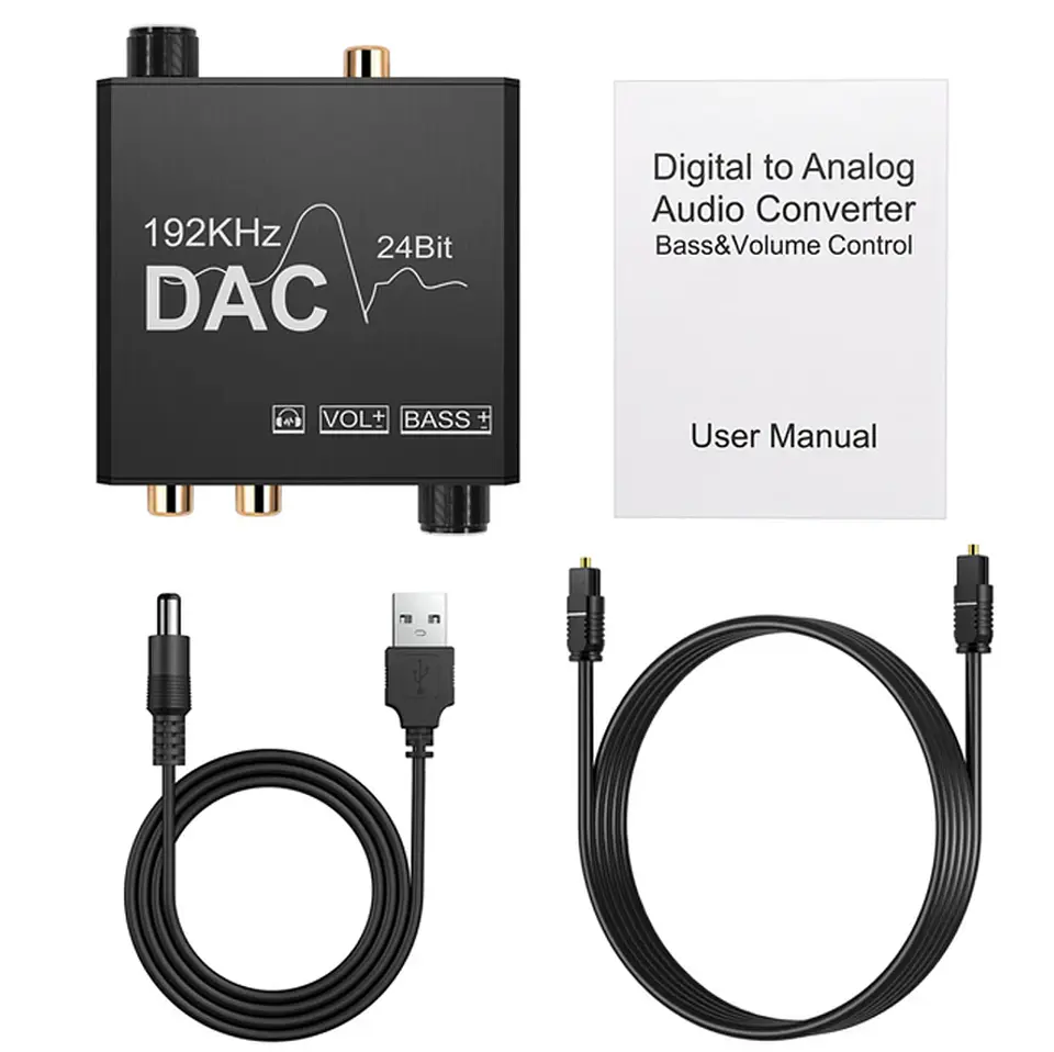 Conversor Audio Digital Óptico A Rca Control Vol Y Bass 192k 9