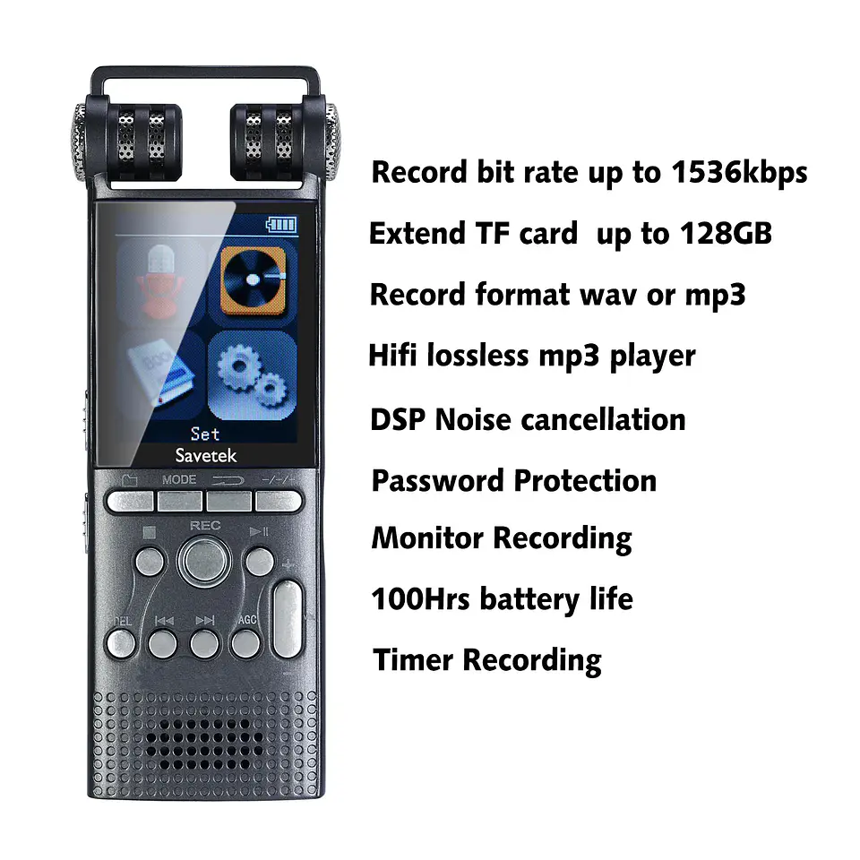 Grabadora Digital Profesional Savetek GS-R06 8gb Cancelación Ruido 7