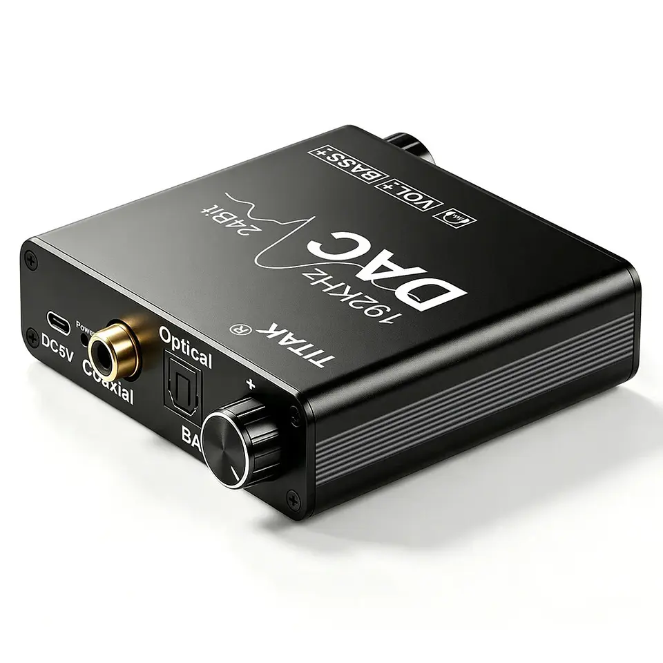 Conversor de Audio DAC Titak Óptico a RCA Control Vol y Bass 3