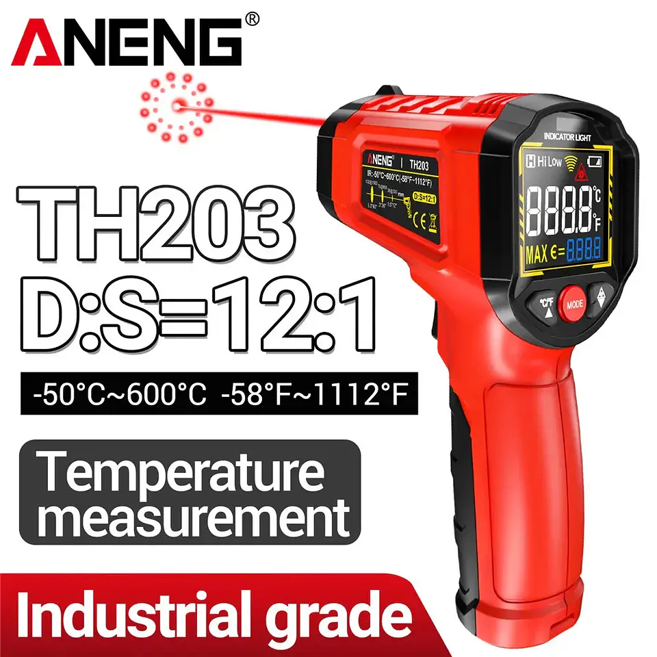Termómetro Infrarrojo Industrial ANENG TH203 -50 A 600 °C 8