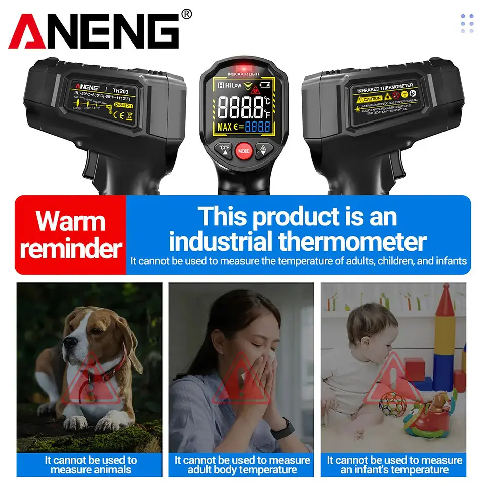 Termómetro Infrarrojo Industrial ANENG TH203 -50 A 600 °C 4