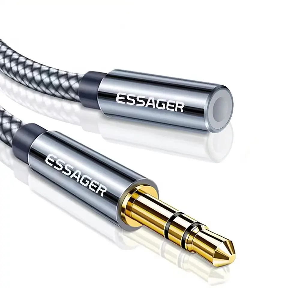 Cable Auxiliar Essager 3.5mm 5m Extensión Estéreo Gris 1