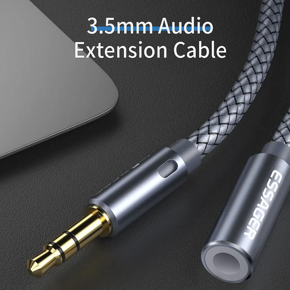 Cable Auxiliar Essager 3.5mm 5m Extensión Estéreo Gris 6