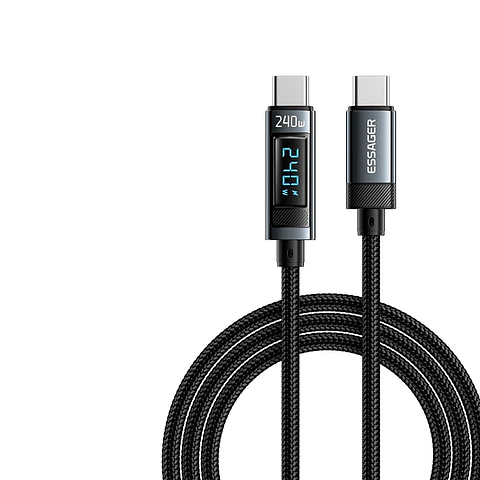 Cable Essager USB-C a USB-C 240W Carga Rápida con Pantalla