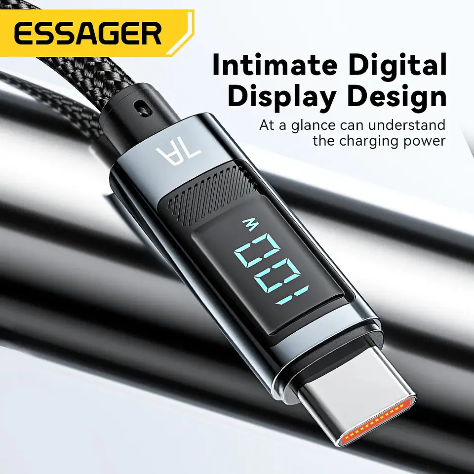 Cable Essager USB a USB-C 100W Carga Rápida con Pantalla 7A 4