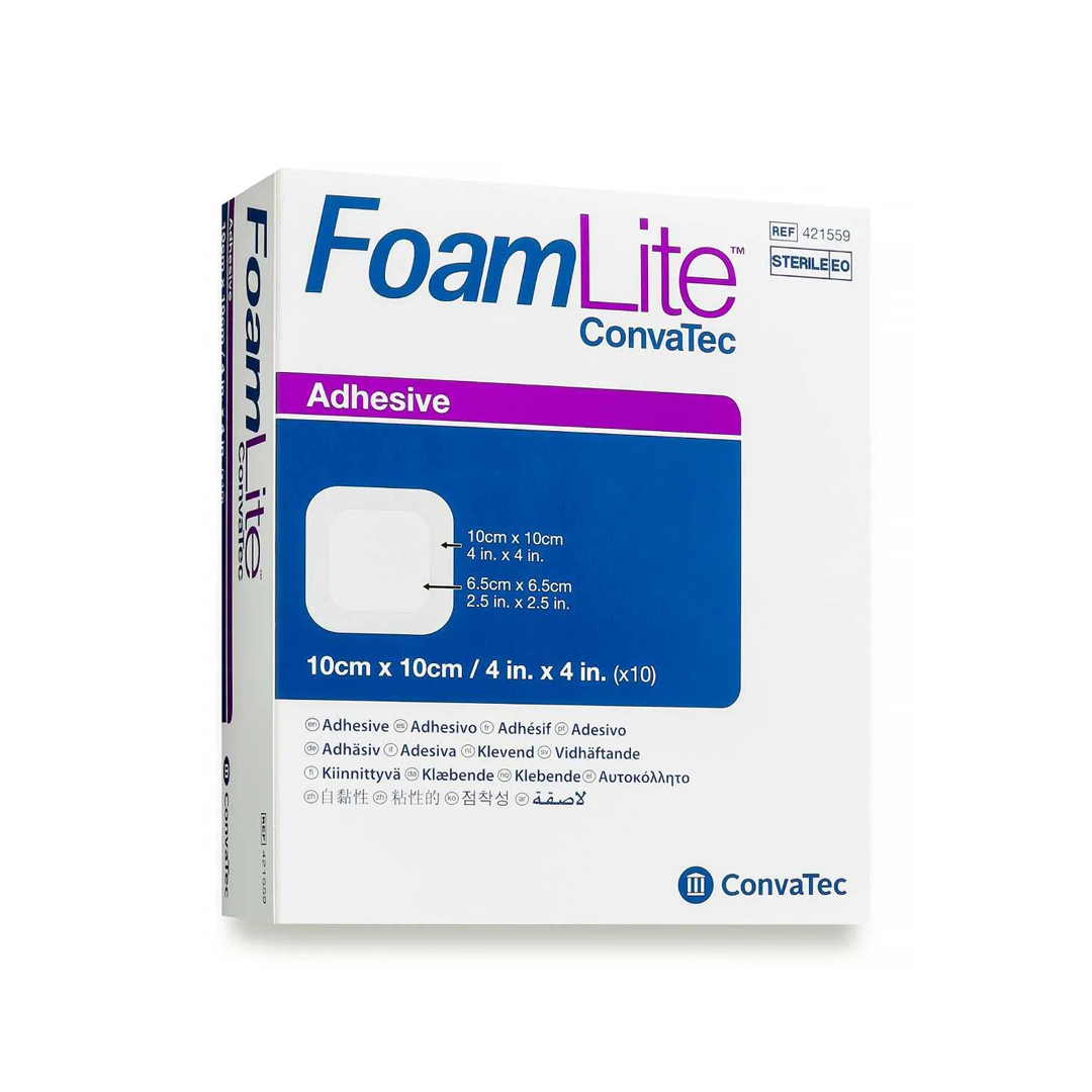 Apósito Espuma Adhesivo Silicona FoamLite 10x10 cm — Convatec (Ref. 421559)