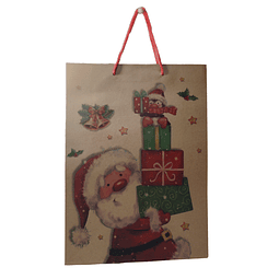 PACK 12 BOLSA KRAFT NAVIDAD 23x8,5x32cm 