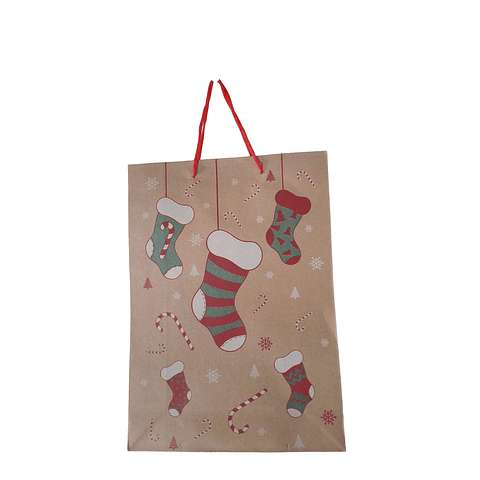 PACK 12 BOLSA KRAFT NAVIDAD 23x8,5x32cm 