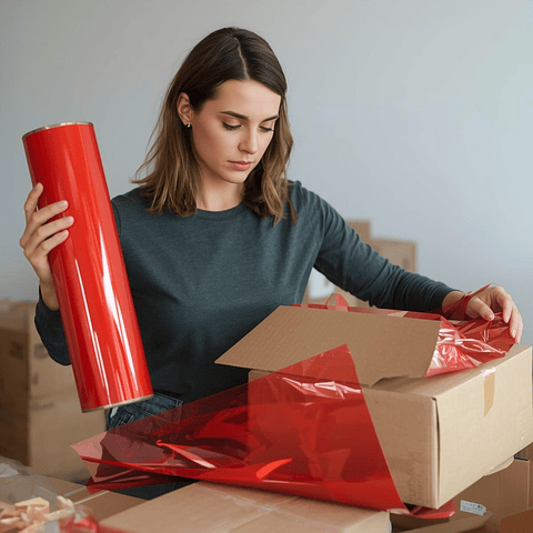 Rollo Film Stretch Rojo 20 Micras 1.5 kg