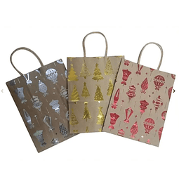 BOLSAS KRAFT NAVIDEÑAS 26*12*33 - 12 UNIDADES