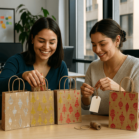 BOLSAS KRAFT NAVIDEÑAS 26*12*33 - 12 UNIDADES