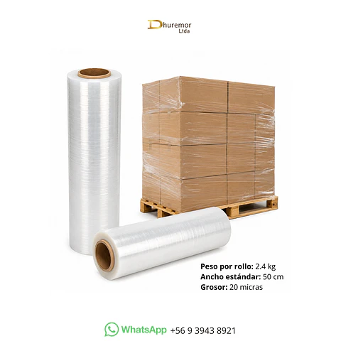 Rollo Film Stretch Transparente 20 Micras 2.4 kg